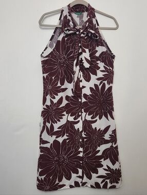 United Colors of Benetton Made in Italy Med Sunflower Print Tie Neck Midi Dress